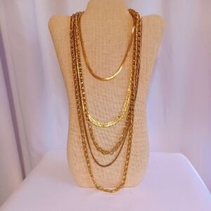 Assorted Lot of (4) Chains Gold Tone